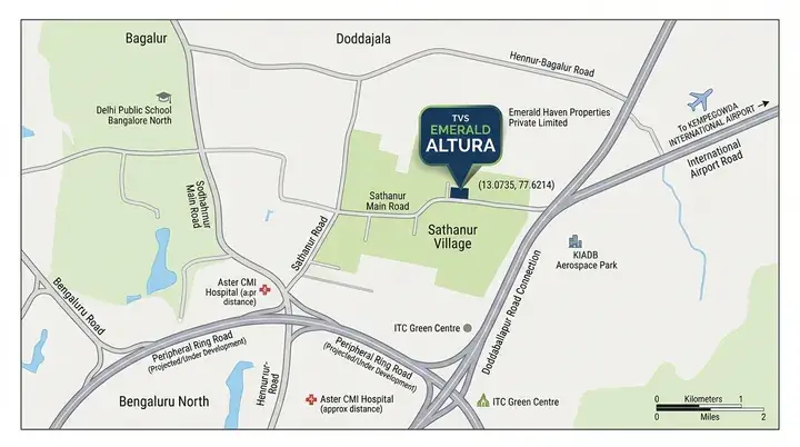 TVS Emerald Altura location map in Sathanur Village, Bengaluru
